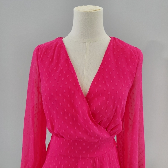 NWT Japna Chiffon Ruffle Tiered Skirt Long Sleeve Dress - Picture 2 of 13